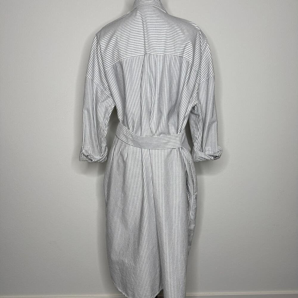 Everlane Organic Cotton Striped Oxford Dress Belted Size L - Picture 4 of 7